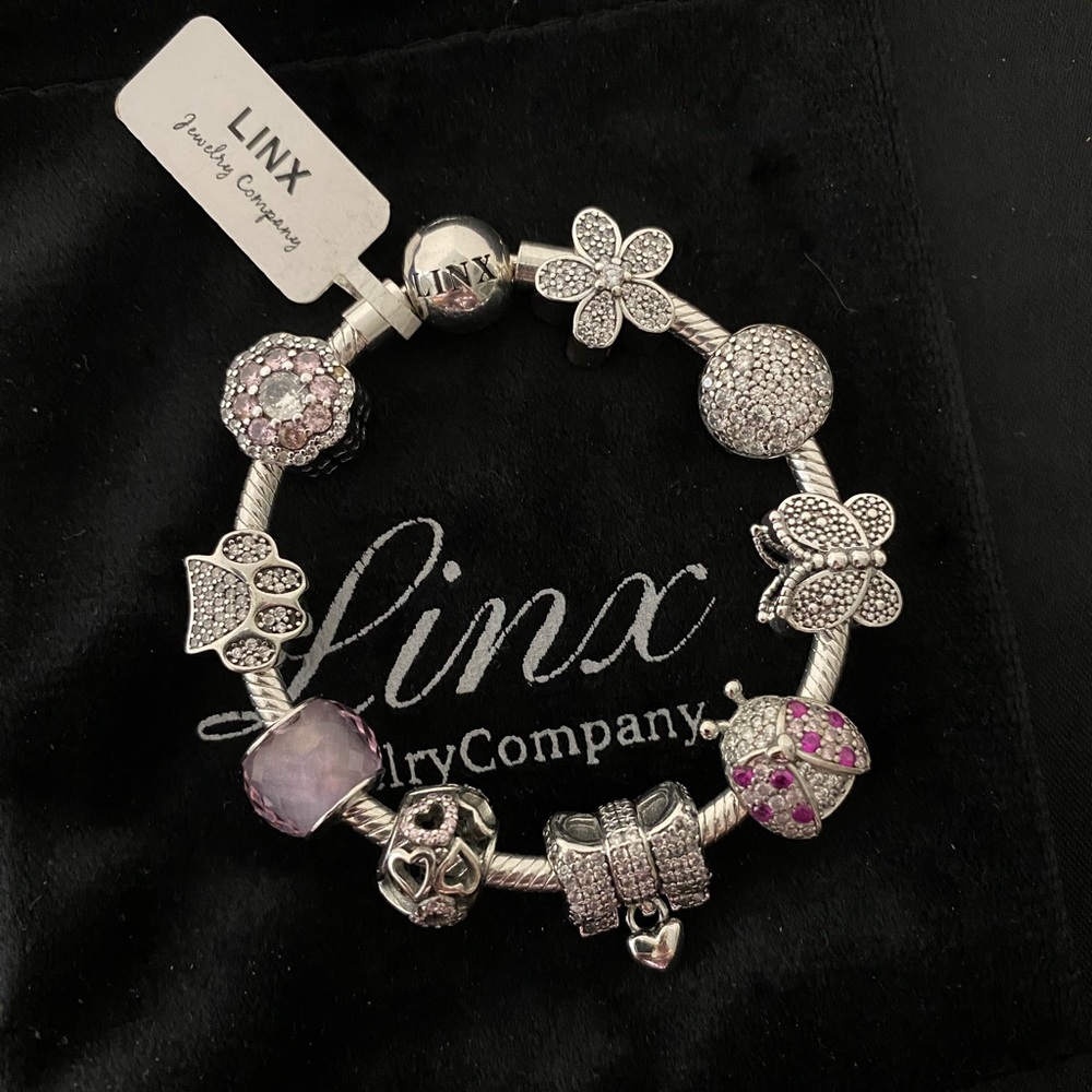 Linx Snake Chain Bracelet with Sparkling Cubic Zirconia Themed Charms
